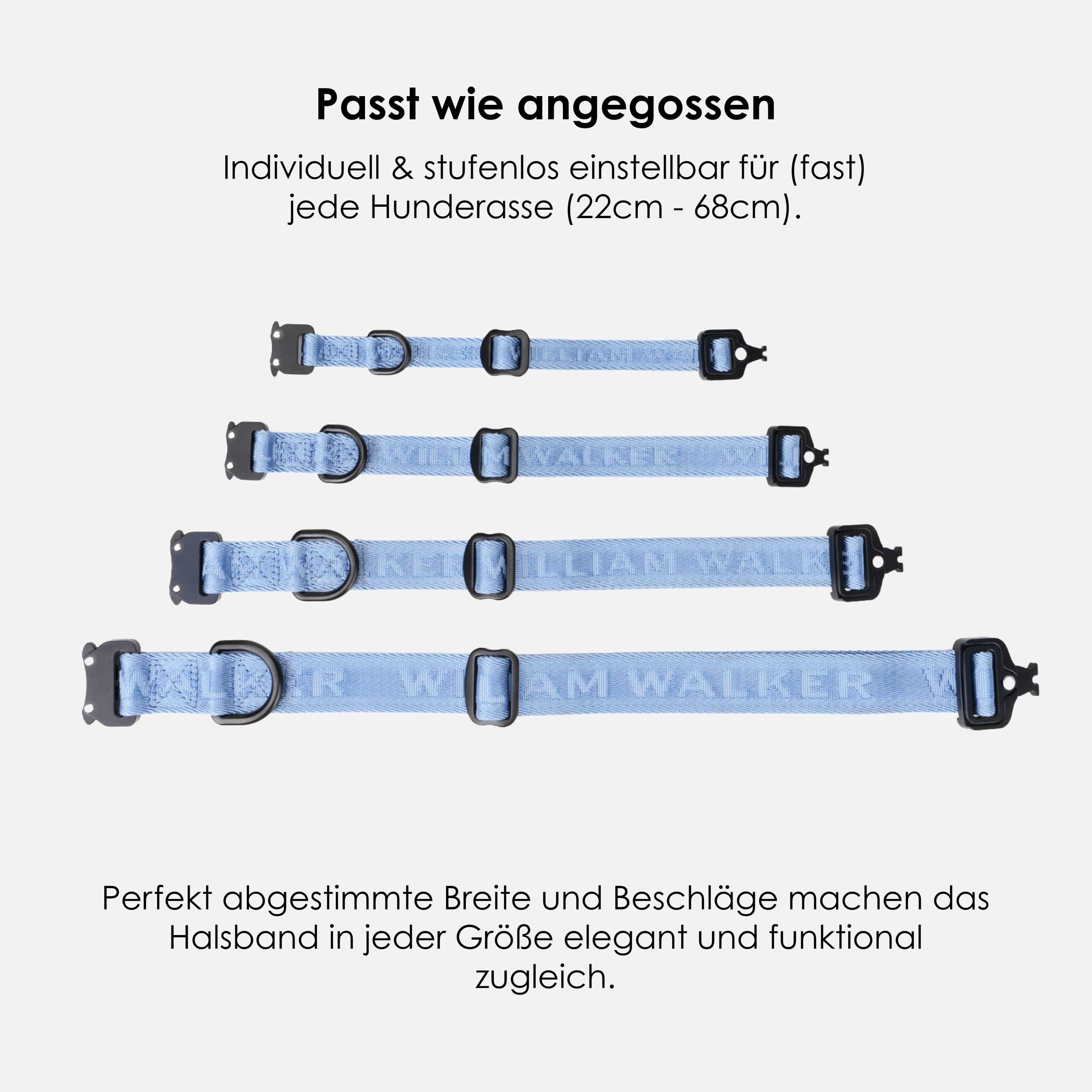 William Walker Jacquard Nylon Hundehalsband Sky (blau)