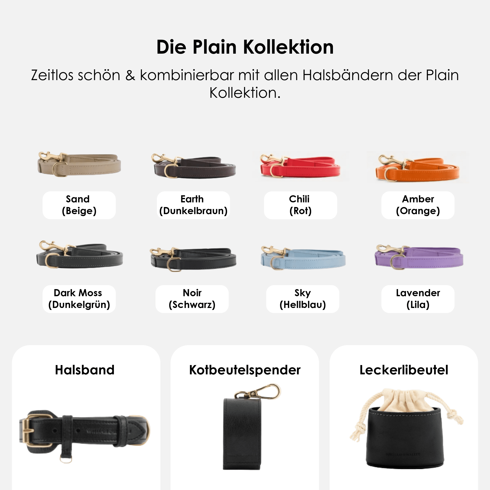 William Walker Hochwertige Leder Hundeleine Noir (Schwarz)