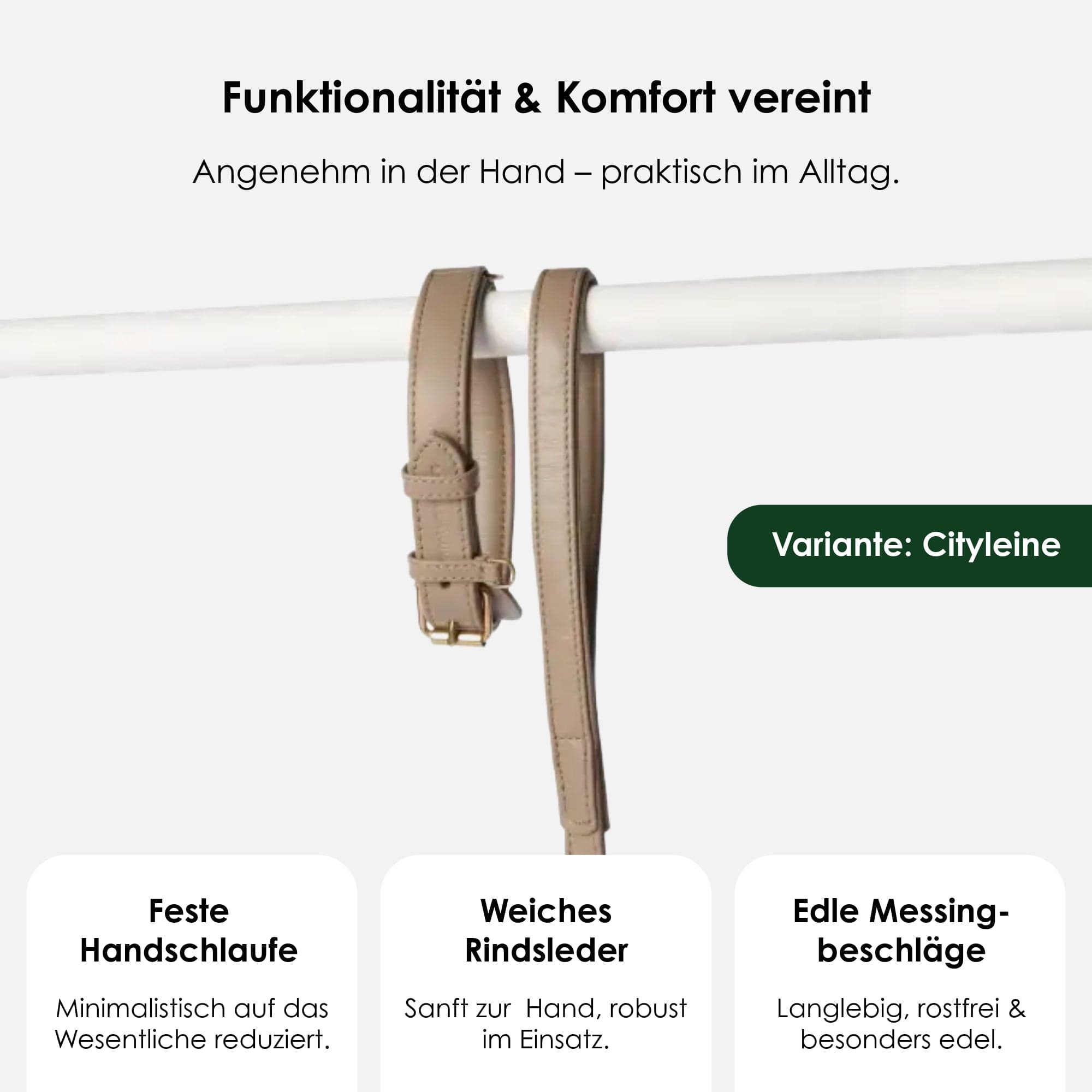 William Walker Hochwertige Leder Hundeleine Sand (Beige)