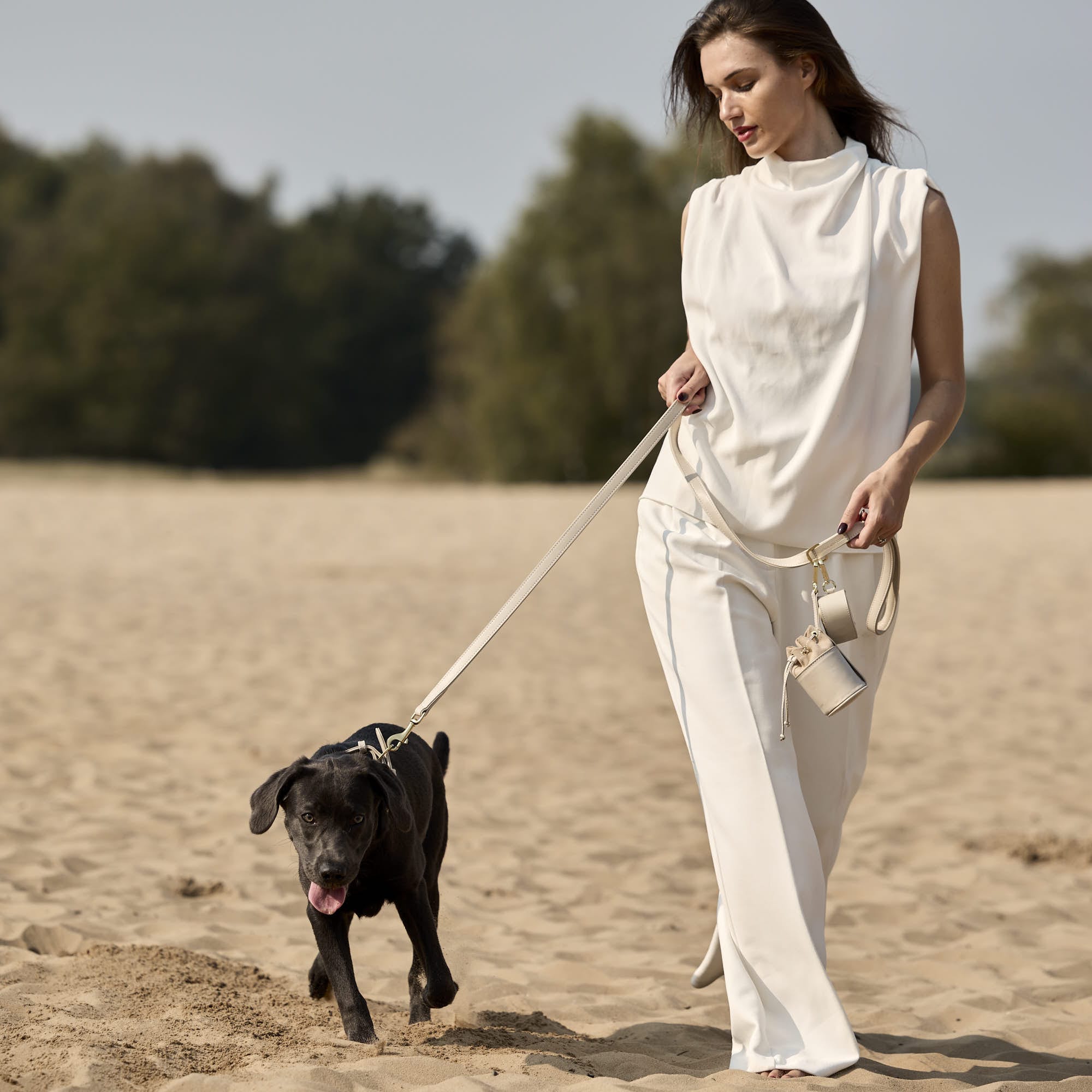 William Walker Hochwertige Glattleder Hundeleine Almond