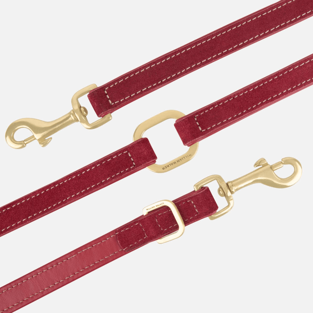 William Walker Hochwertige Wildleder Hundeleine Lambrusco (Bordeauxrot)