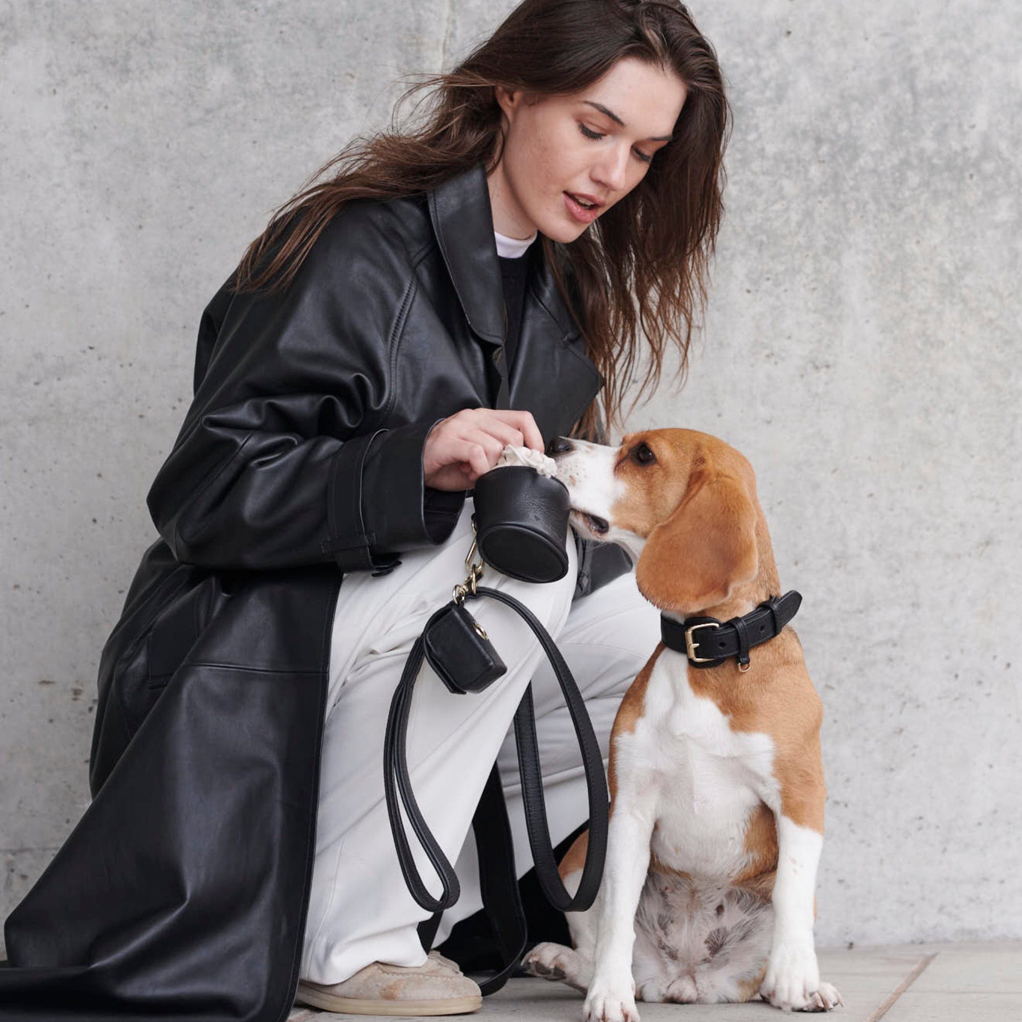 William Walker Leder Hundehalsband Noir (Schwarz)