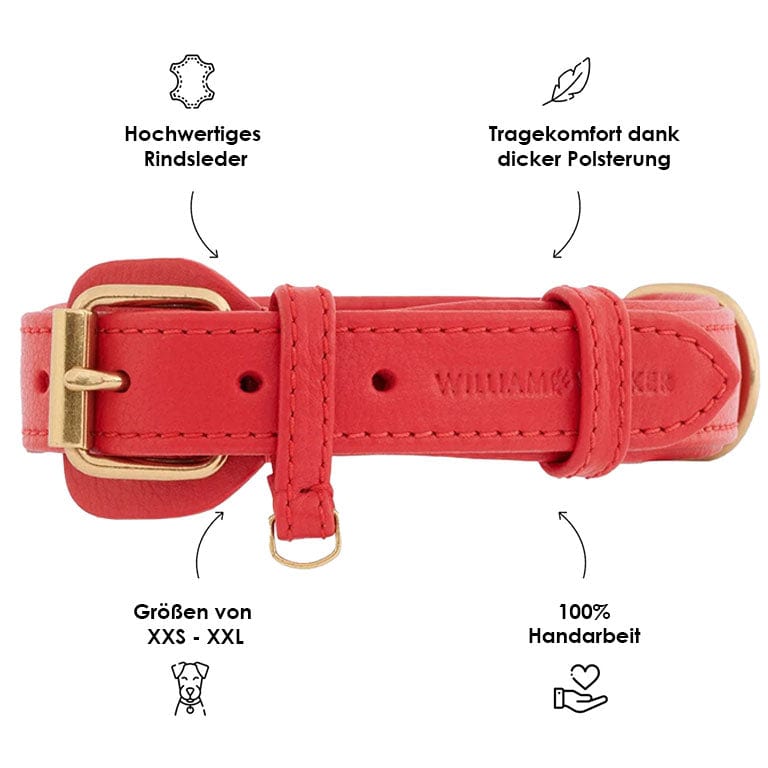 William Walker Leder Hundehalsband Chili (Rot)