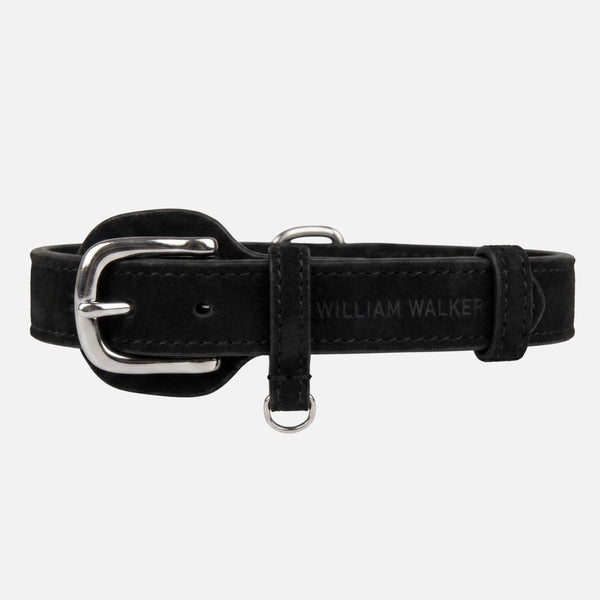 Collar para perros de cuero nubuck resistente al agua Nero (Negro)