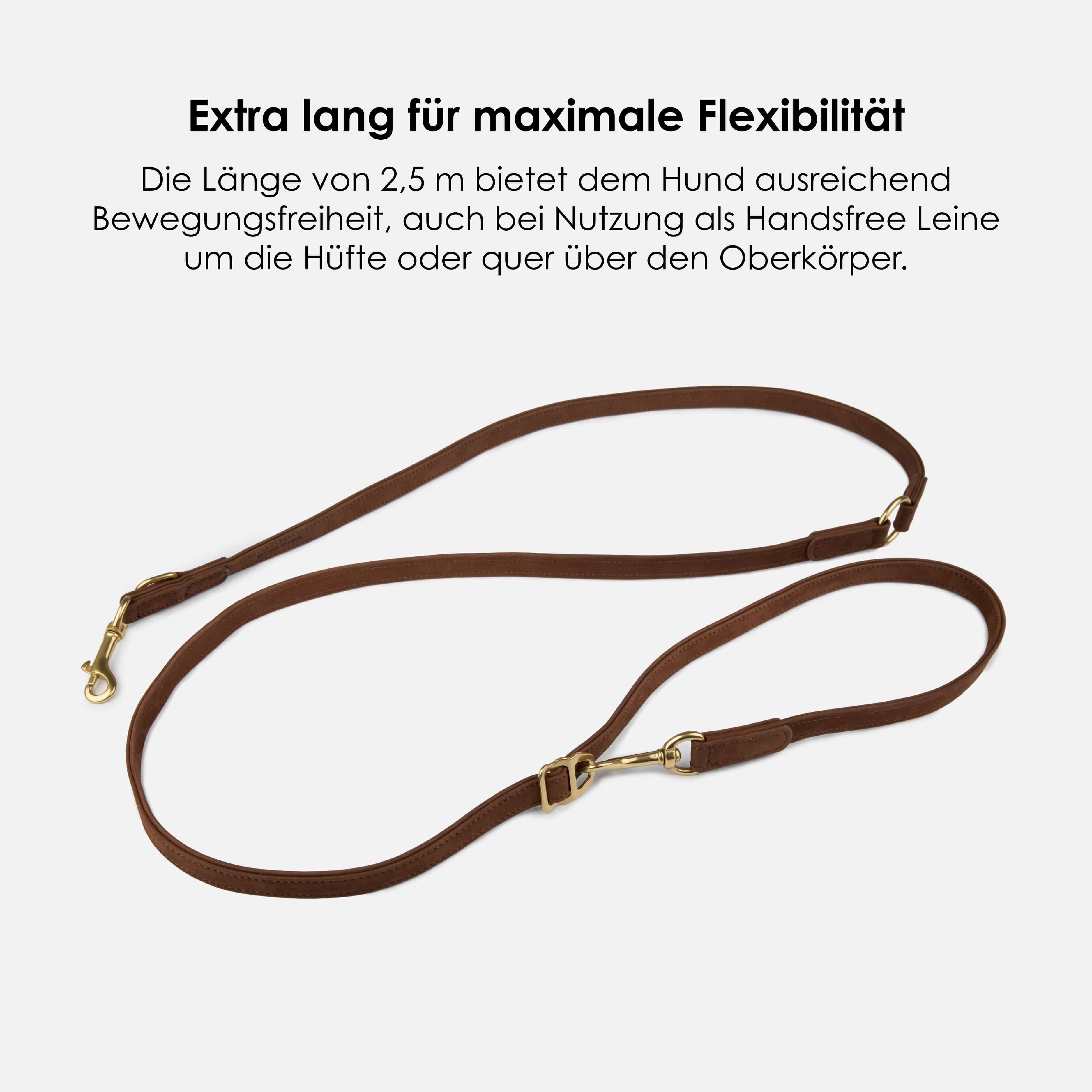 William Walker Hundeleine aus wasserfestem Nubukleder stufenlos verstellbar Handsfree