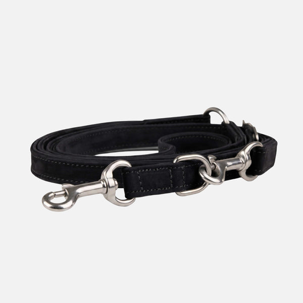 Correa para perros de cuero nubuck resistente al agua ajustable sin manos Nero (Negro)