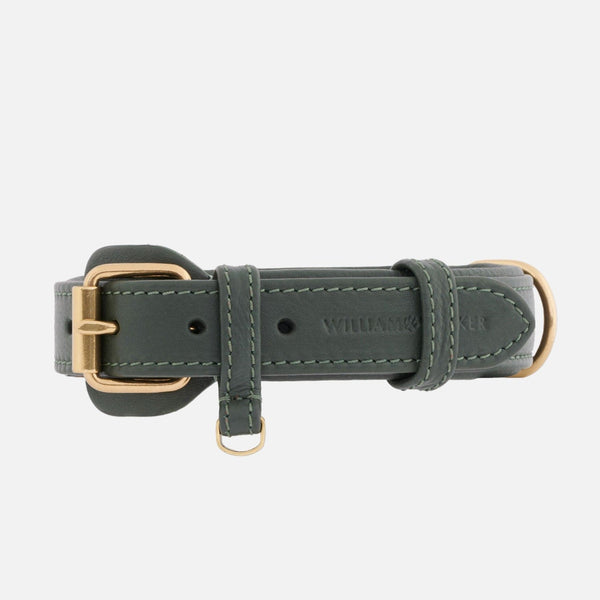 Collar para perros de cuero Dark Moss (verde bosque)