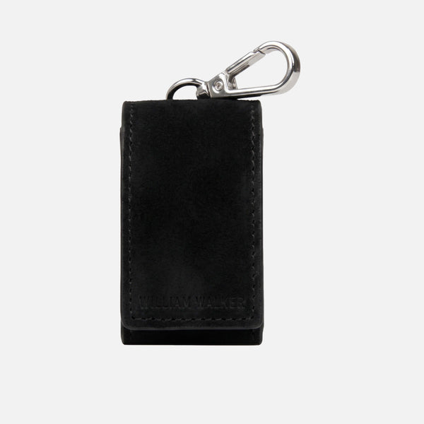 Dispensador de bolsas para perros en cuero nubuck resistente al agua Nero (Negro)