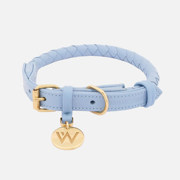 Collar para perros de cuero Twisted Sky (azul bebé)