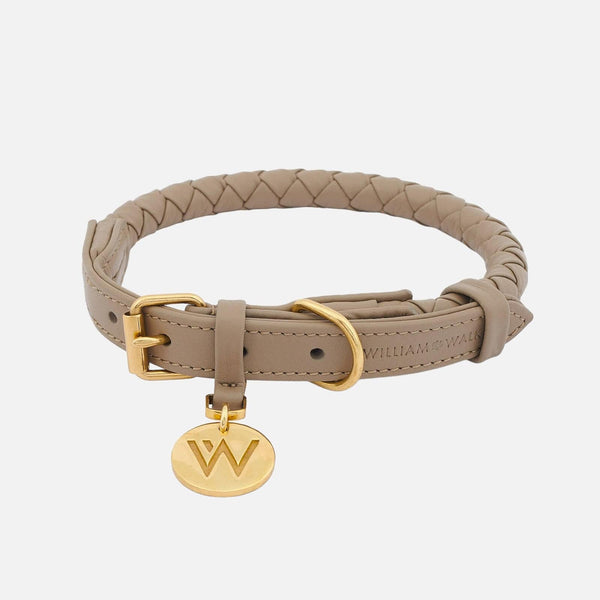 Collar para perros de cuero Twisted Sand (Beige)