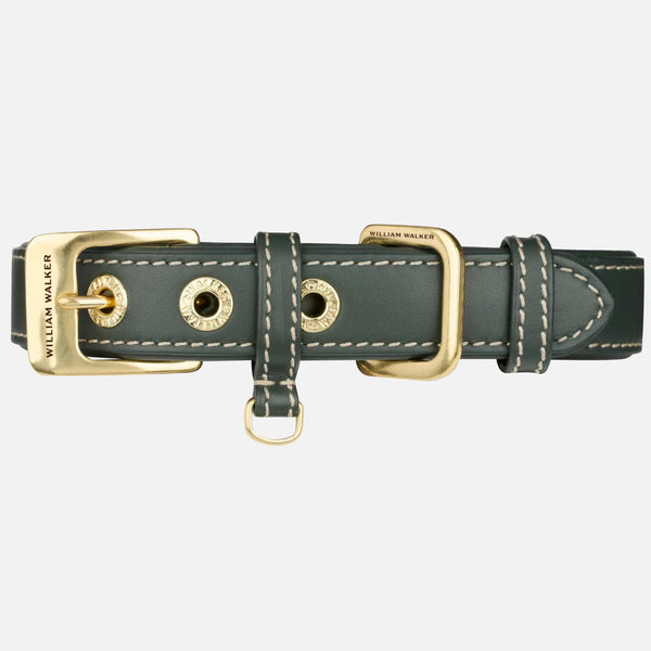 Collar para perros de cuero liso Forest (Verde)