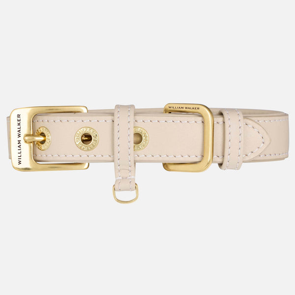 Collar para perros en cuero liso Almond (Beige)